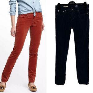 AG Adriano Goldschmied Stevie Slim Straight Corduroy Pants in Dark Navy